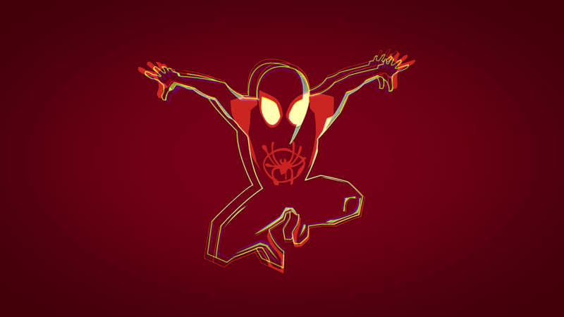 Spider-Man, into the spiderverse, digital art, red, artwork, red background