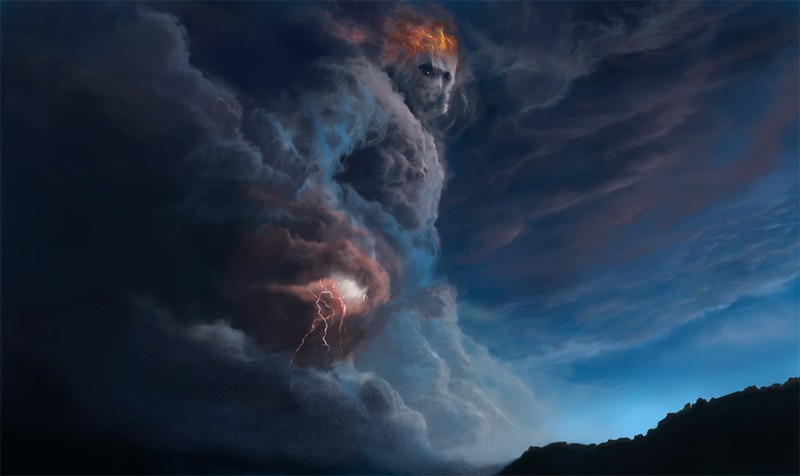 fantasy art, clouds, nature, storm, lightning