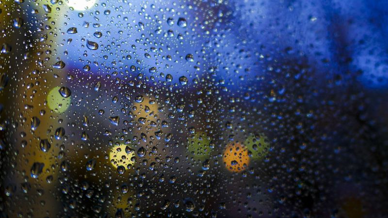 glass, drops, wet, surface, rain, bokeh, translucent, 4k