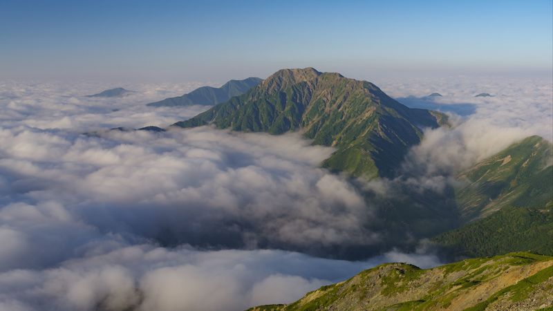 mountains, clouds, height, 4k