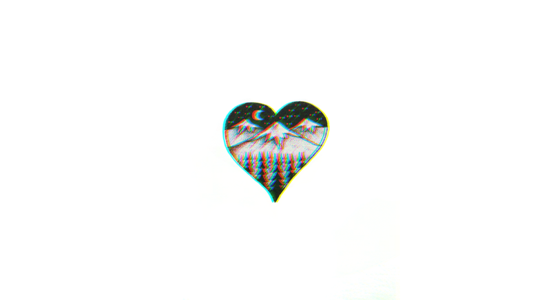 heart, drawing, mountains, simple background