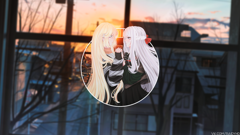 anime girls, anime, picture-in-picture