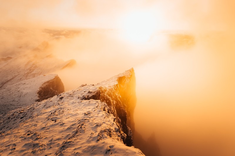 nature, snow, morning, mountains, sunlight