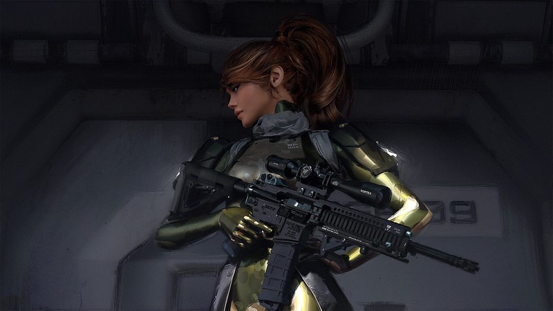 science fiction, 3D, women, weapon, futuristic, girls with guns