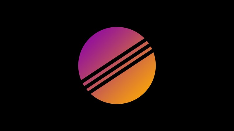 black, purple, yellow, circle, black background