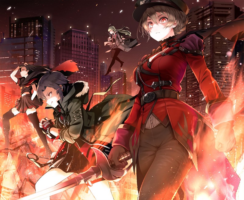 anime girls, anime, THE, Sakuramori Kaori, giba_FED_P, red eyes