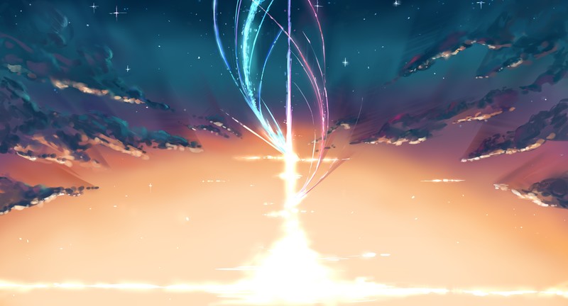 Kimi no Na Wa, anime, shooting stars, artwork, digital art