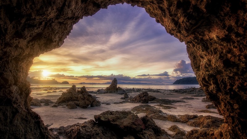 sunset, nature, rock, sunlight