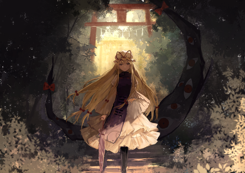 anime, anime girls, blonde, Touhou, Yakumo Yukari