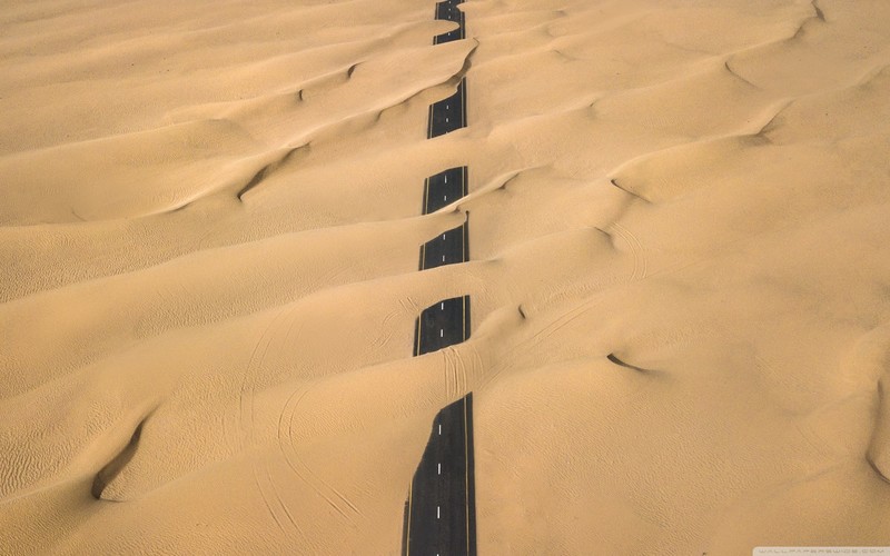 desert, road, sand