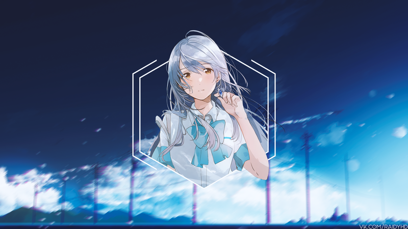 anime, anime girls, picture-in-picture, sky