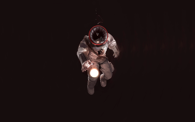 astronaut, Chun Lo, digital art, artwork, horror, frontal view