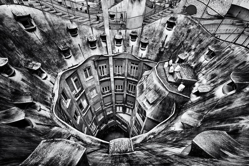 building, monochrome, Barcelona, architecture