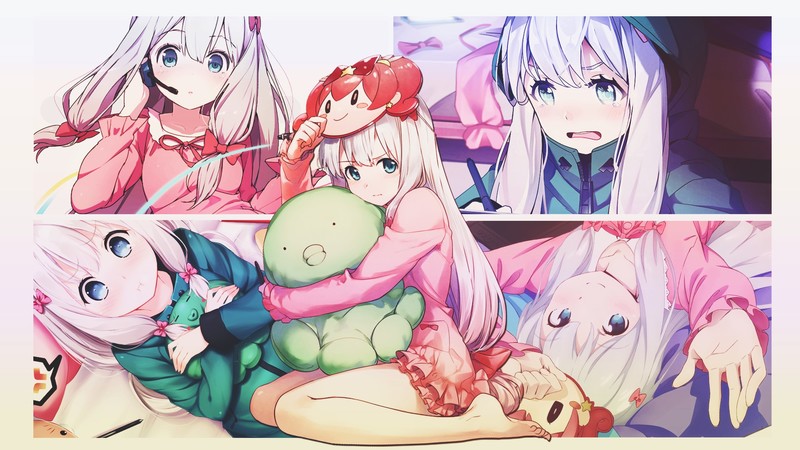 Eromanga-sensei, Izumi Sagiri, anime girls, blue eyes, barefoot