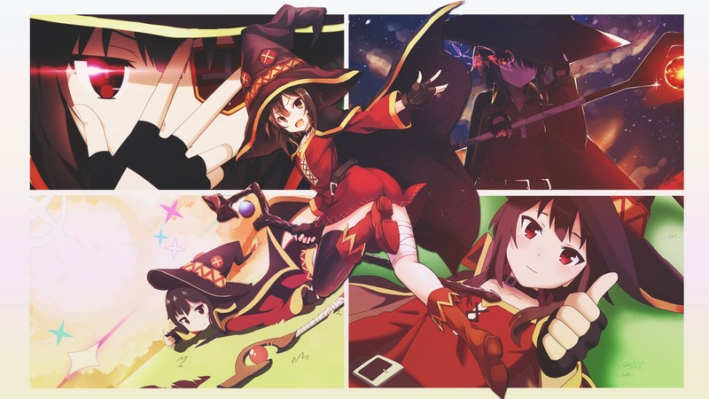 Megumin, Kono Subarashii Sekai ni Shukufuku wo!, anime, anime girls, witch hat, red eyes
