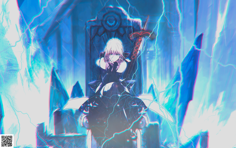 Saber, Saber Alter, anime, anime girls, throne, sword, fantasy girl