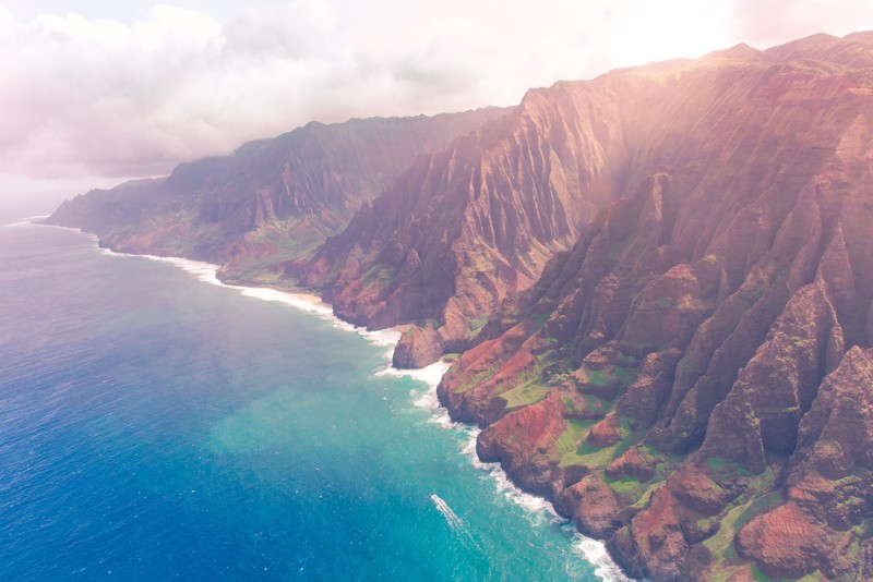 landscape, seashore, coast, rock, Kauai, Hawaii