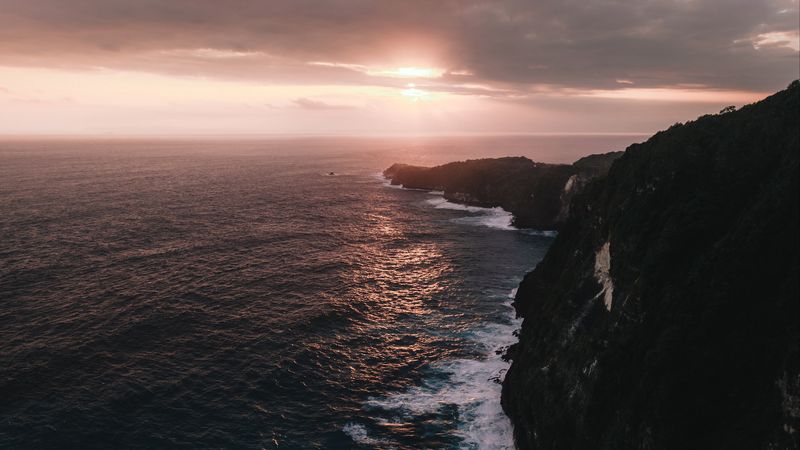 ocean, island, sunset, indonesia, 4k