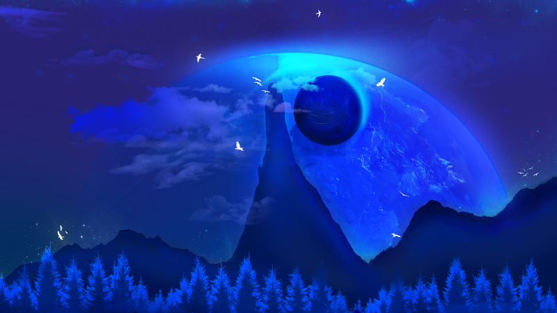 space clouds, space art, mountains, digital art, galaxy, futuristic, nebula, planet, landscape