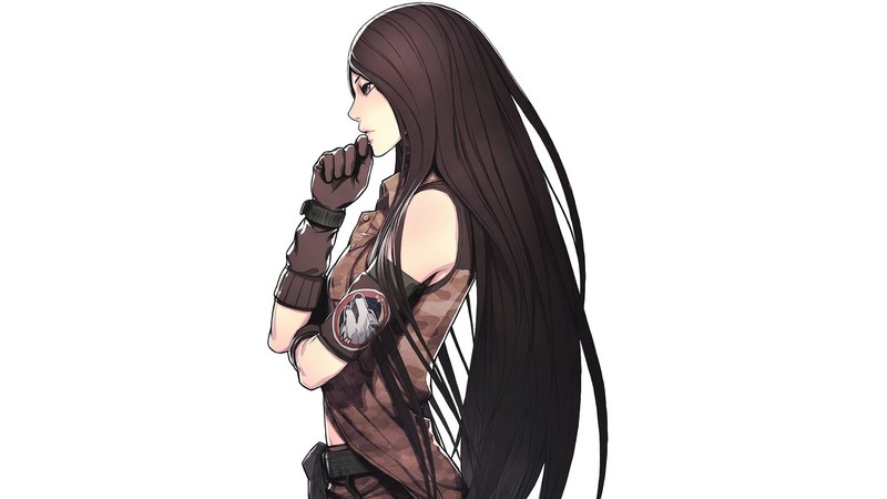 white, anime girls, anime, long hair, artwork, simple background, white background, Advance Wars, video game art