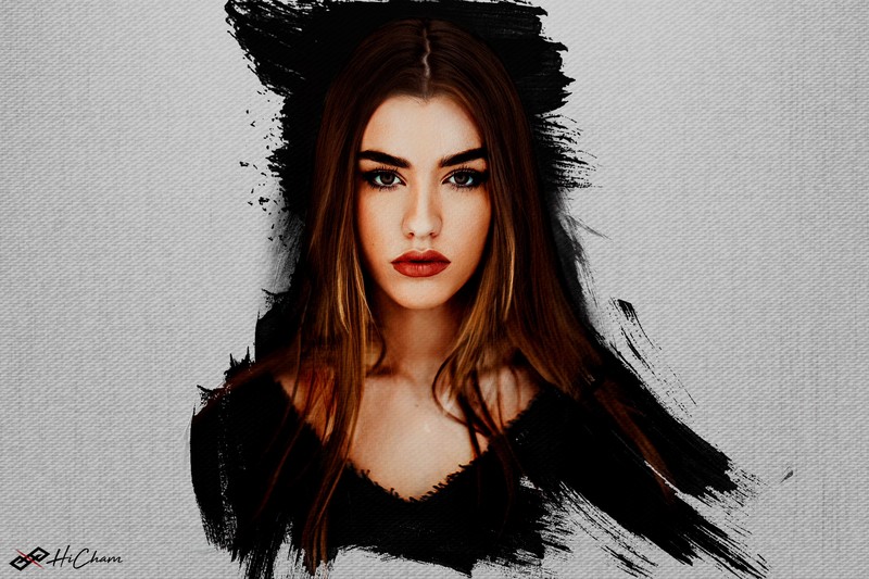 white background, painting, women, artwork, portrait, red lipstick, long hair, simple background