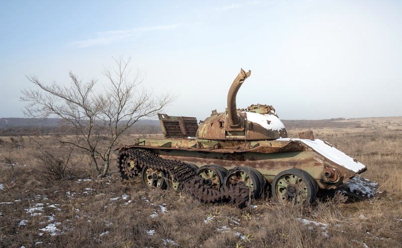 wreck, tank, vehicle, military, field