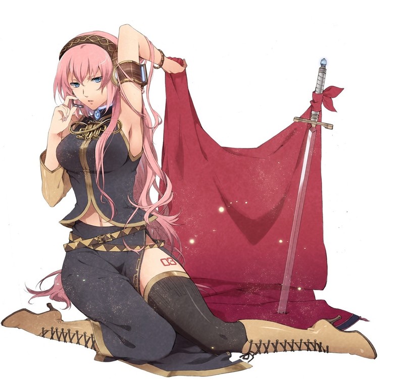 anime girls, anime, Murakami Yuichi, Megurine Luka, Vocaloid, simple background