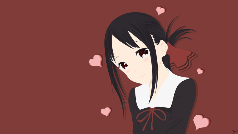 Kaguya-Sama: Love is War, anime girls, anime, Heart (Design), simple background, dark hair, Kaguya Shinomiya