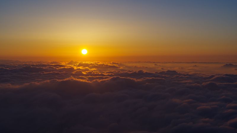 sun, sky, clouds, sunset, 4k
