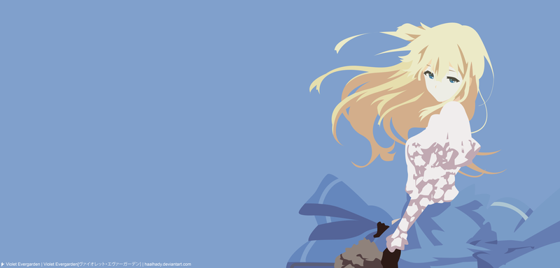 Violet Evergarden, anime, blue background, anime girls, blonde