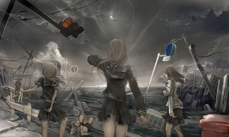 women, sea, skirt, debris