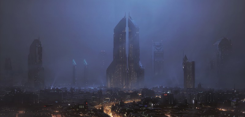 futuristic, city, futuristic city, science fiction, digital art