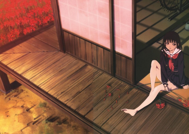 Jigoku Shoujo, Enma Ai, barefoot, anime girls, anime