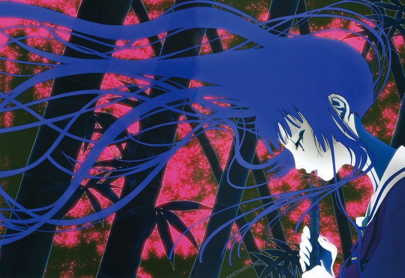 Jigoku Shoujo, Enma Ai, anime girls, anime, blue hair, long hair