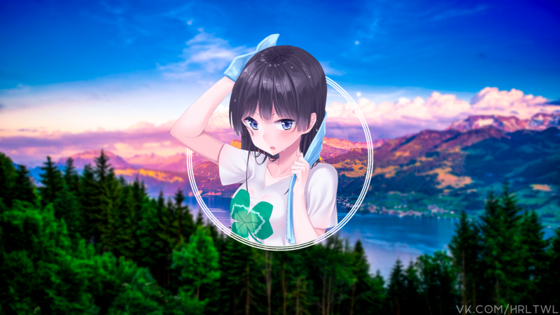 anime, anime girls, dark hair, blue eyes