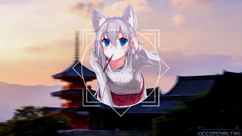 anime, blue eyes, animal ears, anime girls