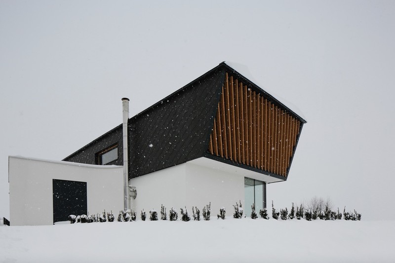 house, modern, winter, snow, architecture, snowing