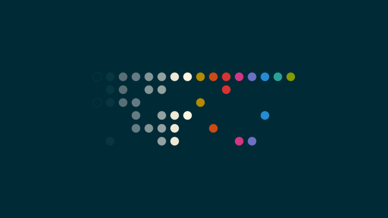 minimalism, simple background, solarized colorscheme, circle, dots, colorful, spectrum, blue background