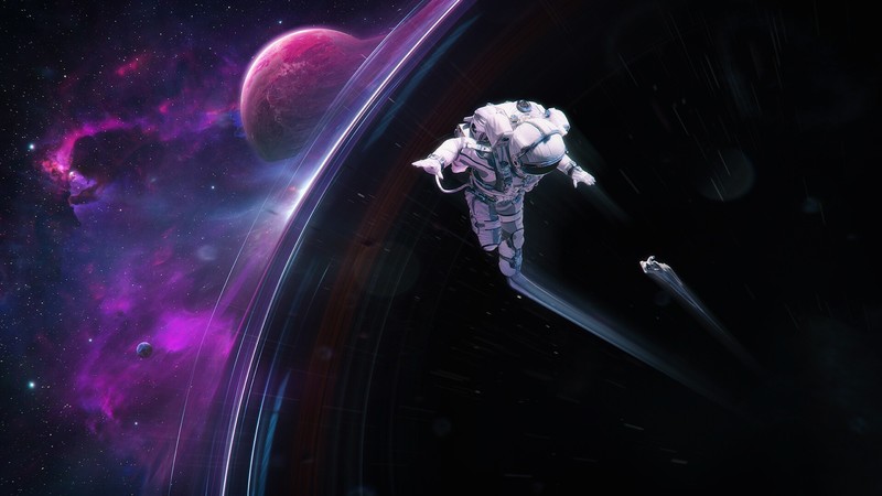 space, space art, astronaut, planet, digital art, black holes, supermassive black hole