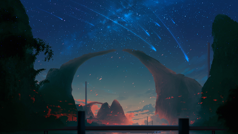 space, stars, mountain chain, Kimi no Na Wa, artwork, night sky, sky