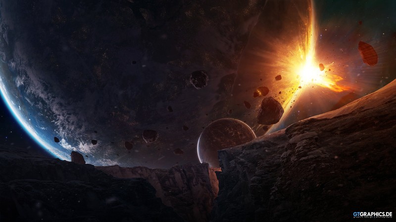 Taenaron, futuristic, 3D, space, planet