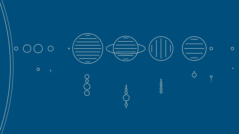 blue background, simple, minimalism, abstract, Solar System, planet, space, Sun, Earth, Moon, Mars, Venus, Mercury, Jupiter, Saturn, Uranus, Neptune, Pluto, circle, lines, blue