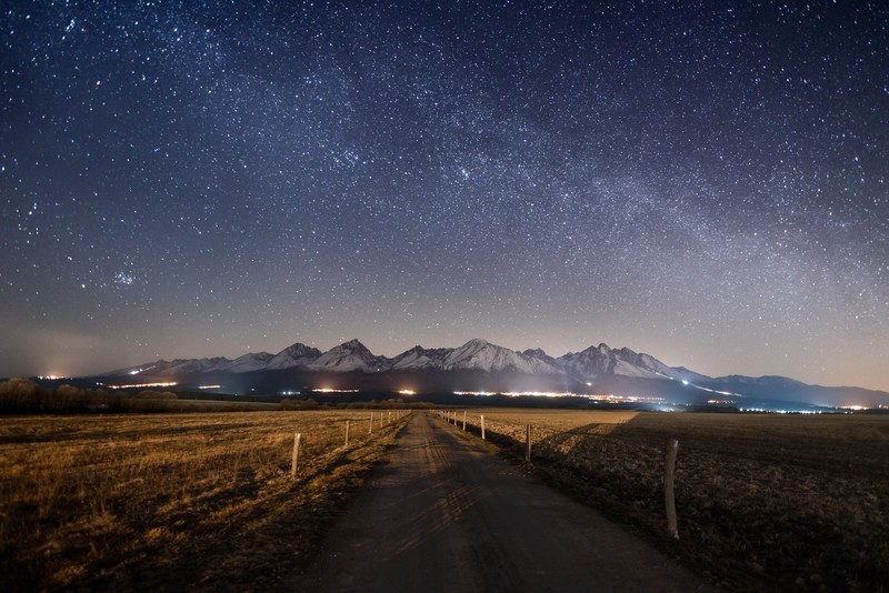 stars, starry night, landscape, mountains, night sky, sky, road