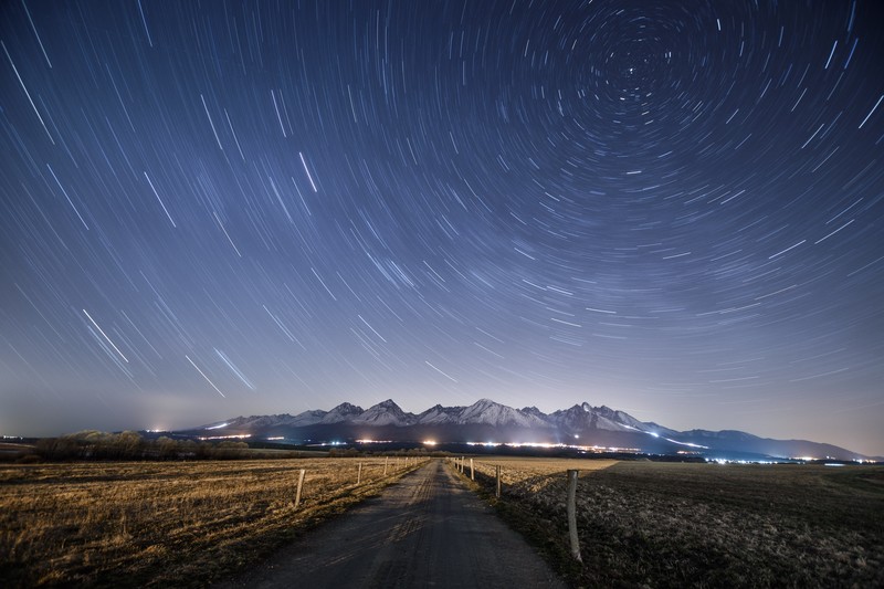 stars, starry night, landscape, mountains, Time-lapse