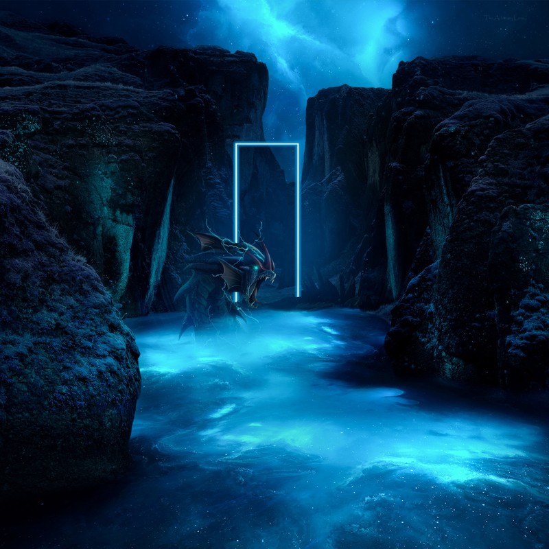Pokémon, blue, water, ice, space, valley, glowing, cyan