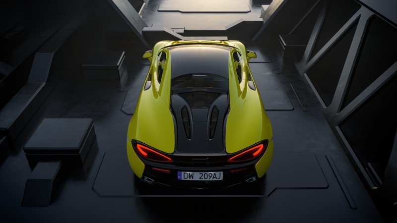 McLaren, car, supercars, yellow cars, vehicle, numbers, high angle