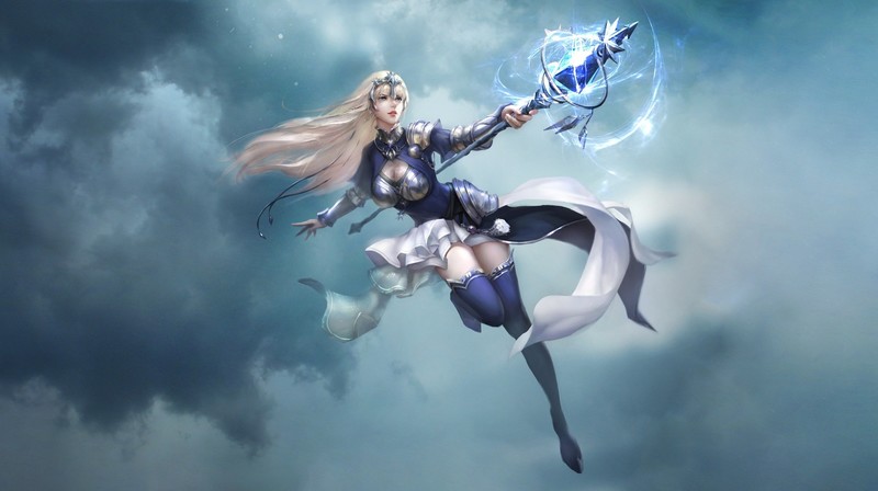 sky, clouds, fantasy art, blonde, fantasy girl, Fate/Grand Order, Fate Series