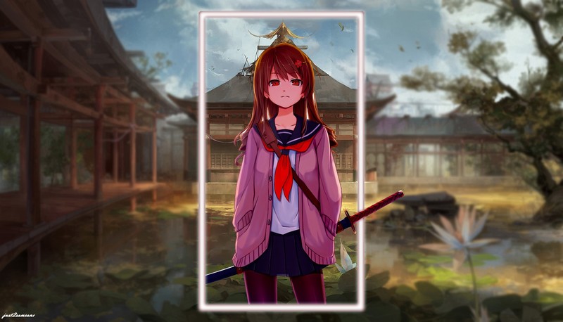 anime girls, samurai, anime