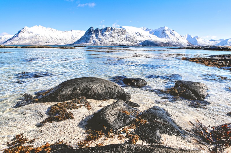 Norway, Lofoten, Lofoten Islands, nature, landscape, Europe, hill, mountains, hills, cold, outdoors, snow, beach