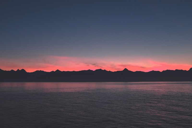 sunset, landscape, sea, silhouette